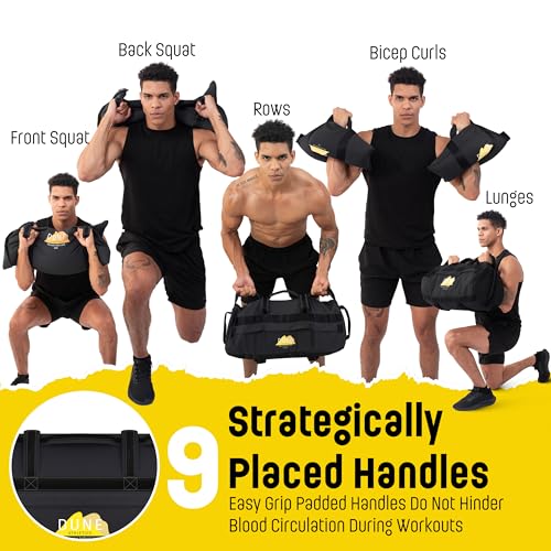 Sandbags for Working Out (Unfilled) - Enhance Your Fitness with Our Workout Sandbag, Versatile & Durable Sand Bags for Weight Training 15-75 lbs - Sandbags for Fitness Guide Included - color: Dark Gray