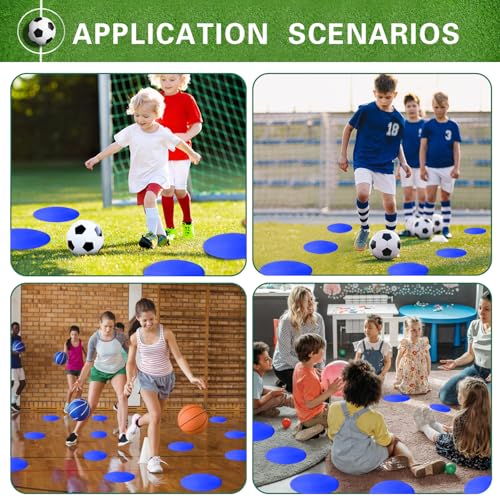 12/24Pcs Poly Spot Markers 4 inch/9 inch Non-Slip Rubber Agility Training Markers Floor Dots Flat Field Cones for Football Basketball Soccer School Exercise Drills Gym Dance Practice 6 Colors - style: 9 inch 12 Pcs Blue (PVC)