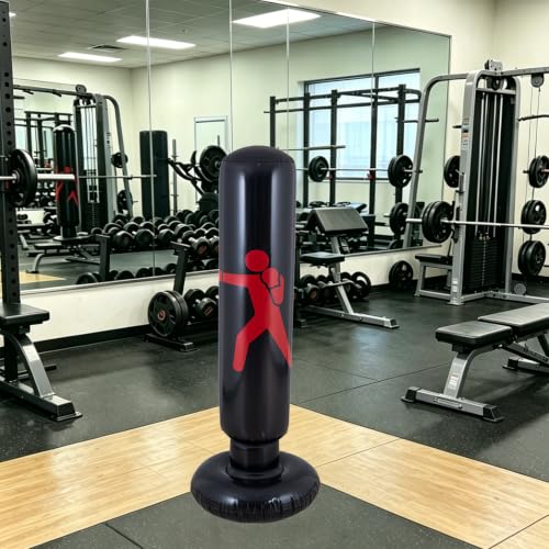 Inflatable Punching Bag, 63“ Boxing Bag with Pump Heavy Duty Stress Relief Ball Above Adults for Karate, Taekwondo, Active Play, Fitness Training No-Tip Base