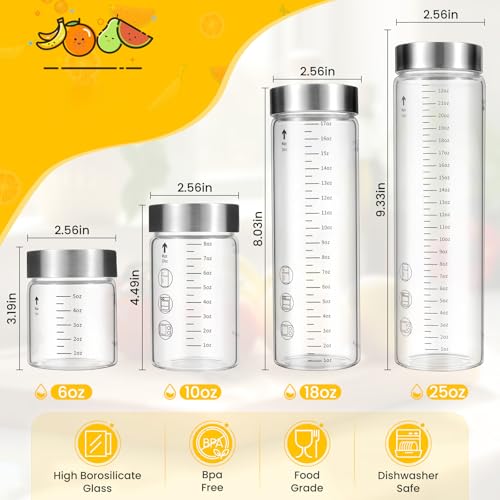 Glass Juice Bottles with Lids, 10 Oz Wide Mouth Glass Water Bottles for Juicing, Protein, Smoothie, Milk, BPA Free, Stainless Steel Lids, Shaker Bottles, Borosilicate Glass Material (10 Oz / 2 Pack) - size: 10 Oz--2 Pack