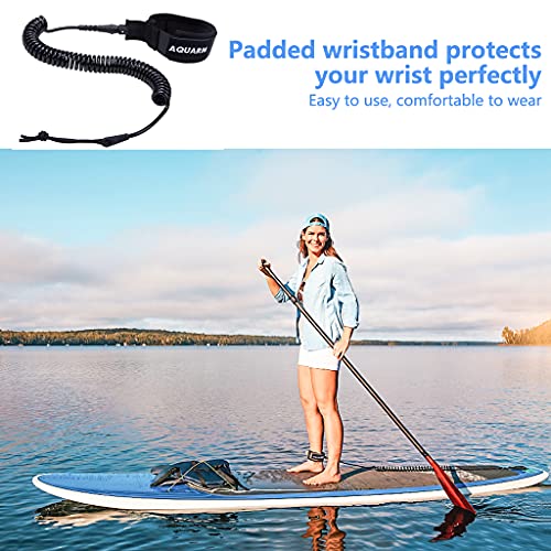 Premium Coiled Surfboard Leash, 11 feet SUP Leash Leg Rope, Stand Up Paddle Board Leash for All Types of Surfboards - color: Black