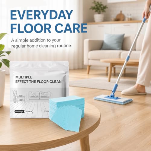 Multi Surface Floor Cleaning Tablets, 100 Piece Floor Cleaning Tablets Multi Surface Cleaner, Multiple Effect the Floors Clean, Concentrated Cleaner for Hardwood, Tile, Laminate and More (1 Pack)