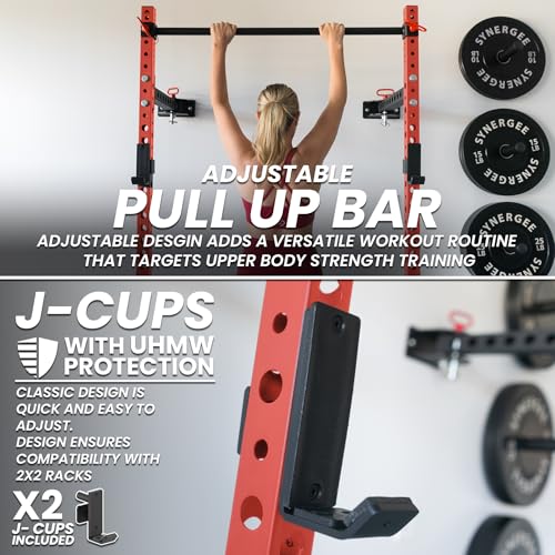 Synergee 2200 Folding Rack – 750 lb Capacity Power Cage - color: d) Red 95" x 21"