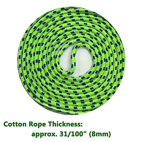 16 FT Double Dutch Jump Rope for Kids - Wooden Handle - Adjustable Cotton Braided Fitness Skipping Rope for Fitness, Outdoor Fun, School Sports, and Party Games