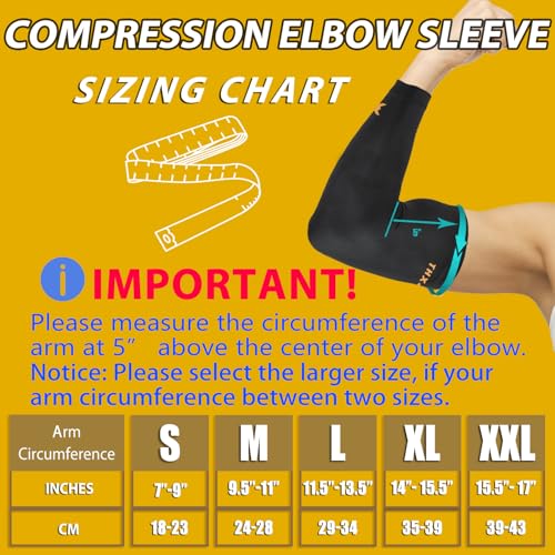 THX4COPPER Elbow Compression Sleeve(2 Pieces)-Copper Infused Support-Guaranteed Recovery Copper Elbow Brace-Idea for Sports, Golfers, Tennis Elbow, Arthritis, Tendonitis-Medium - size: Medium (Pack of 2)