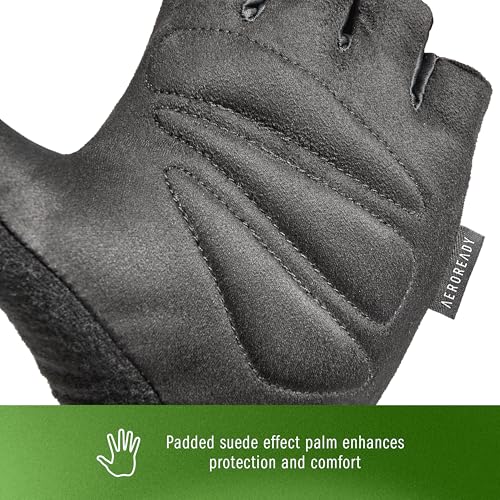 adidas Essential Training & Weightlifting Gloves, Fingerless Workout Gloves - color: Green, size: Large
