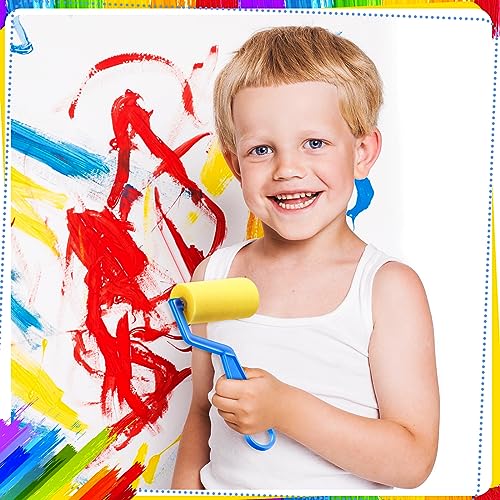 Tenceur 3 Inch Foam Paint Rollers Painting Sponge Roller Small Sponge Paint with Plastic Handle for Artists Kids Back to School Gifts Educational Graffiti Painting Art Craft Supplies(Blue,30 Pcs) - color: Blue