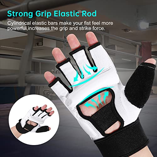 Kickboxing Sparring Gloves TKD Gloves for Men Women Half Finger Boxing Gloves Fighting Gloves Boxing Gloves for Punching Bag Training Gloves for Men Women Black - color: white, size: Medium