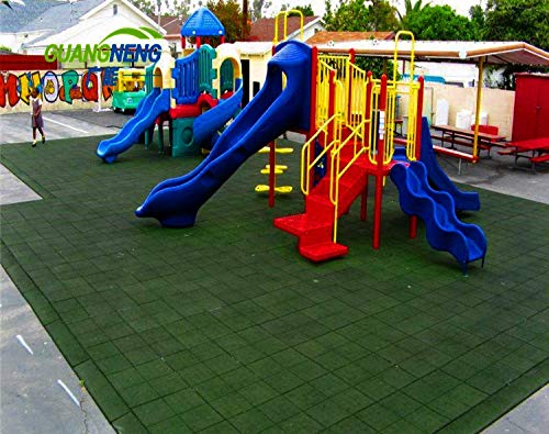 American Floor Mats - SolidPlay 2.5 Inch Thick Colorful Rubber Playground Flooring Tiles - Cushioning and Fall Protection Dark Green - Single Tile (2ft x 2ft) - color: Dark Green, size: Single Tile (2ft x 2ft)