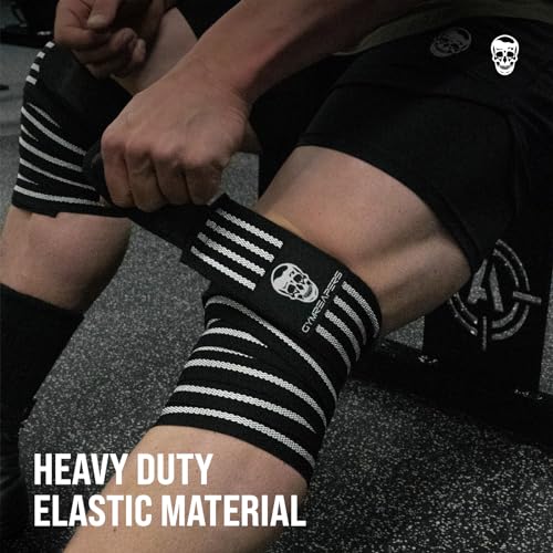 Gymreapers Knee Wraps for Squats and Powerlifting 72 Inch Compression Wraps with Strap for Men & Women Weightlifting Support - color: White