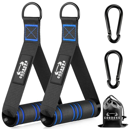 Heavy Duty Exercise Handles, Gym Cable Handles for Cable Machine Attachments, D Handle Cable Attachments, Handles for Resistance Bands, Workout Accessories, Fitness Equipment for Home Gym - color: Black Blue
