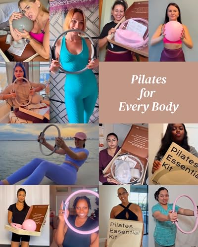 Pilates Kit for Women – Home Pilates Equipment Set with Ring, Ball & Resistance Bands | Pilates Starter Kit with Accessories in Gift Box - color: Taupe, style: Studio Kit - 15PC