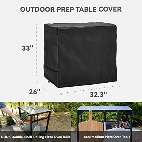 Outdoor Pizza Oven Table Cover for Nuuk Three-Shelf Heavy Duty Rolling Outdoor Pizza Oven Table and ooni Pizza Oven Stand Modular Table,600D Heavy Duty Waterproof Cover,Black - color: Black, size: 32.3"x 26"x 33"