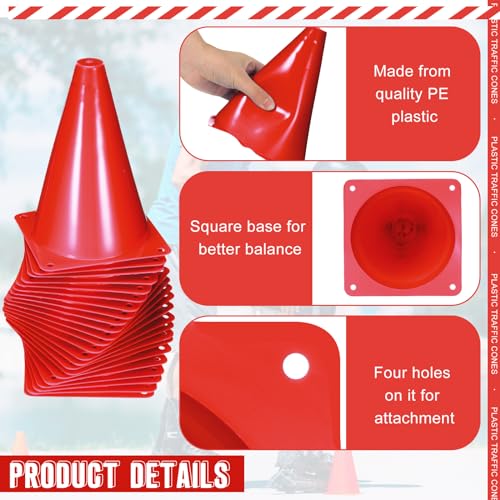 Syhood 30 Pack 7 Inch Plastic Traffic Cones Sports Training Agility Marker Mini Cones for Soccer, Skating, Football, Basketball, Indoor and Outdoor Games Sports Practice Equipment - color: Red