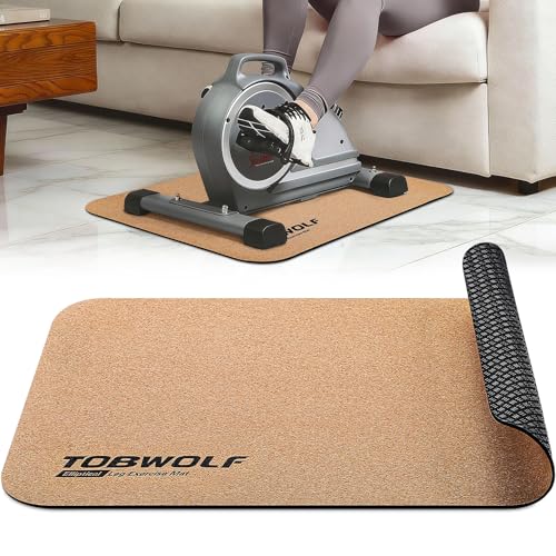 TOBWOLF Non-Slip Workout Mat for Ellipse Leg Exerciser, Ellipse Machine Mat, Exercise Mat for Under Desk Ellipticals, Suitable for Electric Seated Foot Pedal Exerciser, Stability & Floor Protection - color: Cork Surface