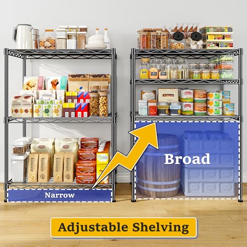 DurayLoly 3 Tier Metal Wire Storage Shelves,Adjustable Small Wire Shelving Unit,Utility Storage Rack for Kitchen,Bedroom,Laundry Room,Pantry & Office,17.7”Wx11.8”Dx35.4”H,Black - size: Black-17.7”W × 11.8”D × 35.4”H