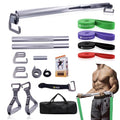 J Bryant Fitness Heavy-Duty Resistance Band Bar with Resistance Bands, E-Shaped Hook Design, 500lb Load Capacity, Anti-Slip Surface, Carry Bag Included, for Strength Training and Fitness - color: Set2