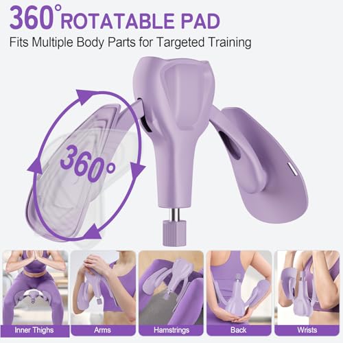 Pelvic Floor Exercise Devices 77 lb Adjustable Kegel Inner Thigh Exerciser and Hip Trainer Workout Equipment for Home Postpartum Recovery Women Men, with Band - color: Purple