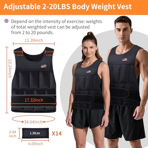 Wolliwa Adjustable Weighted Vest for Men Women,2-30 Lbs Adjustable Weighted Vest with Straps Womens Running Weight Vest for Walking Strength Training Fitness - size: Adjustable 2-20 Lbs