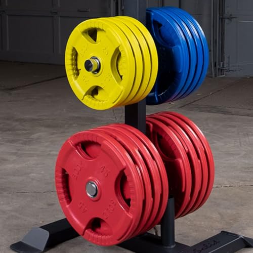 Body-Solid Quad Grip Design Rubber Plate - Olympic Weight Plates with Rubber Coating for Weight Lifting and Strength Training - style: 10 lbs.