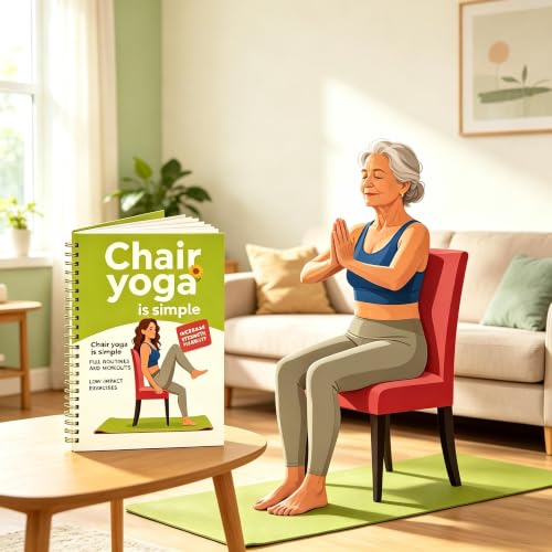 Chair Yoga Spiral Notebook, Low Impact Workout Journal, 5.5"x8.3" Lined Exercise Log for Adults & Seniors, Chair Yoga Routine Planner to Track Strength & Flexibility Fitness Progress