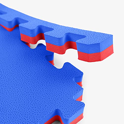 FlooringInc's 1" Thick Foam Tiles, 3'x3' or 2'x2' Reversable Interlocking Tiles, Ideal Yoga Mat, Gymnastics Mat, Workout Mat for MMA and Jiu Jitsu Training - color: Blue/Red, size: 2 - 3'x3' Tiles (18 Sq Ft)