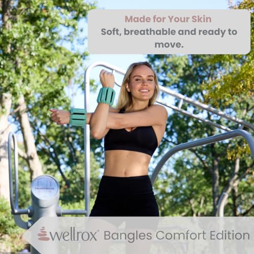 Wellrox Weighted Bangles – Adjustable Ankle and Wrist Weights for Women & Men – Set of Ankle Weights 2 lbs (1 lb Each Wrist Weight) | Weighted Arm Bands for Pilates, Yoga, Running & Walking - color: Mint Green