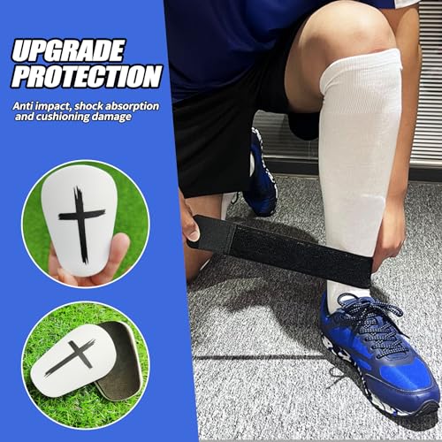 TOMIYO Mini Shin Guards Soccer,Small Extra Small Protective Equipment Pads | Small Tiny ShinGuards Kids Ages 4-6 Calf Protective Gear Fixed Straps and Socks, Light Soft EVA Reduce Impact for Player - color: White Base Cross, size: Small