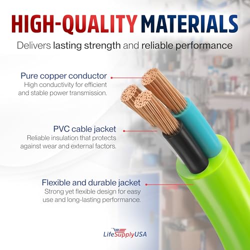 25ft Outdoor/Indoor Extension Cord 12/3 Gauge Extra Heavy Duty 3 Prong SJTW, Waterproof, Flexible Cold-Resistant Long Power Cord, 15A 125V 1875W, Neon Green by LifeSupplyUSA - color: Neon Green, size: 25 FT, style: 12AWG