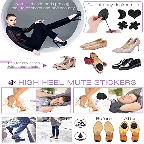 Non Slip Shoes Pads Self-Adhesive Shoe Grips Rubber Anti-Slip Shoe Grips Sole Stick Protector (Black-5Pairs) - color: Black-5pairs
