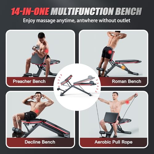 ALSO GO Adjustable Weight Bench, Workout Benches with Leg Extension, Foldable Incline Decline Bench Press, Roman Chair, Full Body Strength Training Equipment for Home Gym - color: Classic Black