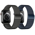 Stainless Steel Milanese Loop Compatible with Apple Watch Bands 49mm 46mm 45mm 44mm 42mm 38/40/41mm Men Women；Mesh Loop Magnetic Clasp Strap for iWatch Bands Ultra 3 2 1 Series 11 10 9 8 7 SE 6 5 4 - color: Black+Midnight Blue, size: 42mm(Series 3)/44mm/4