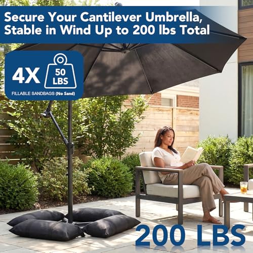 200 LBS Umbrella Base Weights Sandbags, 4 Packs Fillable Sand Bags for Weight, Weatherproof Heavy Duty Sandbags for Umbrella Base, Weight Bags for Cantilever, Patio Umbrella, Poolside Accessories - size: 200LBS(4Packs)