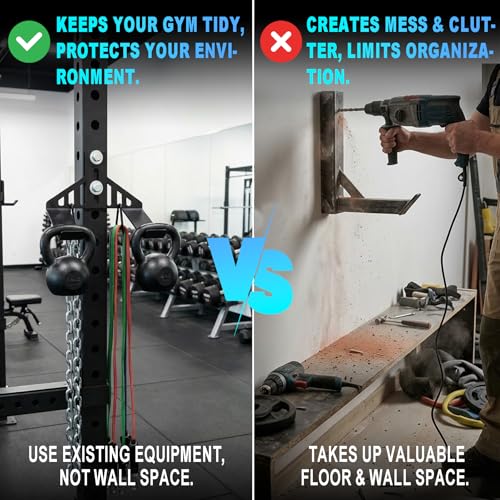 J Bryant Kettlebell Rack Storage Attachment, Heavy Duty Steel Kettlebell Holder for Power Cage & Squat Rack - color: Black Double Kettlebell Holder