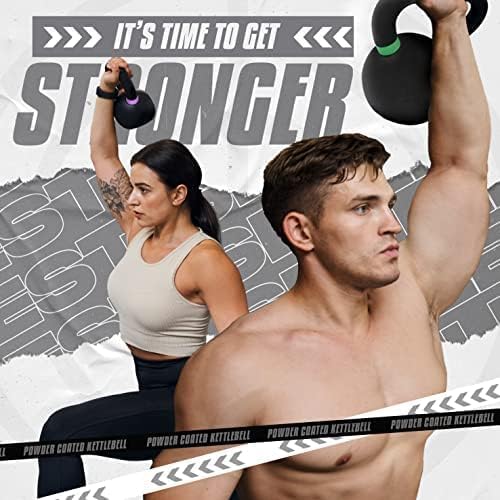 Yes4All Powder Coated Kettlebell, Cast Iron Core Kettlebells with Non-Slip Handle & Flat Bottom for Conditioning, Heavy Duty for Strength Training, 9lb to 71lb - Single & Pair - color: Brown, style: B. Pair