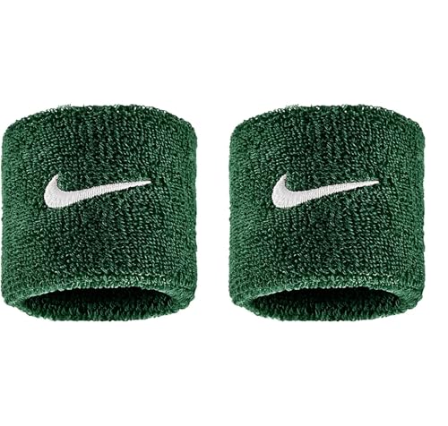 NIKE Premier Swoosh Singlewide Wristbands -Soft, Moisture-Wicking (1 Pair, 2.5" Wide) - color: Green/White