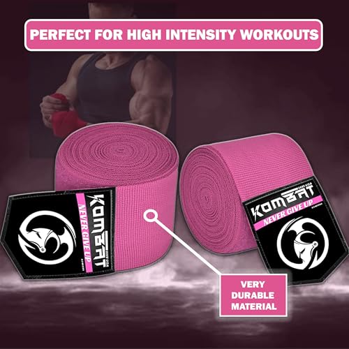 KOMBAT USA 180" Boxing Wraps for Men & Women – Hand Wraps for Boxing Gloves, Muay Thai Wraps, Vendas para Boxeo, Thumb Loop, MMA & Kickboxing Hand Wraps Boxing Training Gear - color: Pack of 3 Pink