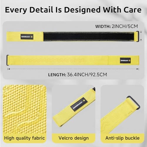MANUEKLEAR Non-Slip Blood Flow Restriction Bands for Thighs, BFR Booty Bands for Women Glutes Leg, Adjustable Occlusion Thigh Bands for Workout Leg & Hip - color: Yellow