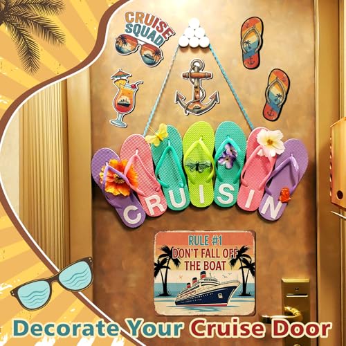Kanayu 6 Pcs Retro Tropical Cruise Door Decorations Magnetic Large Sea Navigation Ship Decorations Magnets Nautical Anchor Cruise Decor Car Fridge Magnet Decal for Carnival Stateroom Door - style: Retro