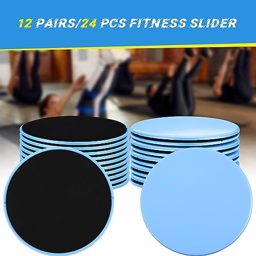 Jenaai 24 Pcs (12 Pairs) Core Sliders Exercise Glider Discs Bulk for Group Training Classes Fitness Slider for Working Out Dual Sided Core Gliding Discs AB Pads for Carpet Hardwood Floor - color: Blue