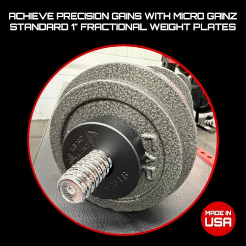 Micro Gainz Standard 1-Inch Center Hole Fractional Weight Plates Set of 2 Plates, Choose Set (.25LB-1.25LB), Designed for Standard 1-inch Barbells & Dumbbells, Made In USA - color: 1.25lb Black