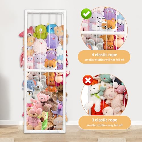 Stuffed Animal Storage, Kids Toy Zoo Storage Organizer with Elastic Band, Thicken PVC Tube Large Stuffed Animals Holder for Nursery Playroom Bedroom Room Furniture Plush Storage(White) - color: White