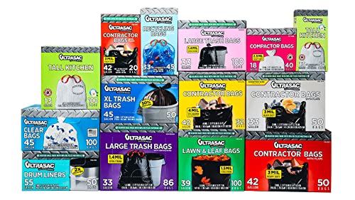 Ultrasac Contractor Bags, 42 Gallon, 32.75" X 47" - 3 MIL Thick Large Black Trashbags for Construction and Commercial use - (1 Pallet of 112 Cases, 5600 Bags Total), 50 Ct. (719963) - size: 1 Count (Pack of 5600)