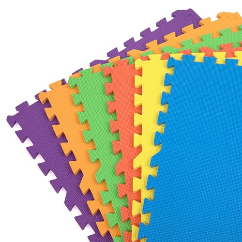 FlooringInc Baby Play Mat for Floor, Extra Large 2'x2' Foam Floor Tiles for Kids, Soft Interlocking Puzzle Mat, 1/2 Inch Thick, Non-Toxic EVA (Rainbow, 6 Tile Pack, 24 Sq Ft)