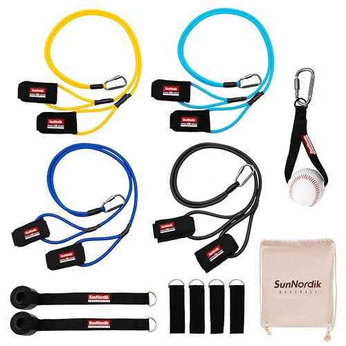 SunNordik Resistance Bands for Pitchers with Carry Bag | Baseball & Softball Training Gear, Build Arm Strength for Pitching & Throwing, Training Bands Suitable for All Skill Levels - size: Full Level