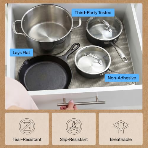 GORILLA GRIP powerGRIP Drawer Shelf and Cabinet Liner, Thick Strong Hold, Non-Adhesive Liners Protect Kitchen Cabinets and Cupboard, Bathroom Drawers, Easy Install, Breathable Mat, 12" x10' Light Gray - color: Light Gray, size: 12" X 10', style: 12" x 10'