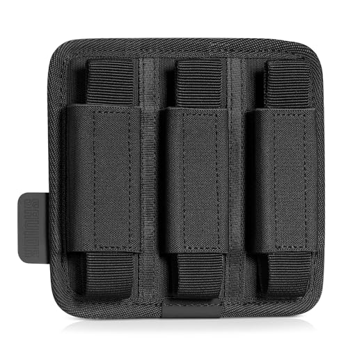Savior Equipment Tactical Pistol Mag Pouch 9mm .40 45acp Open-Top Single & Double Stack Mag Holder Softshell Mags Storage Universal Magazine Carrier, Elastic Band to Hold Tight, Hook-Backed Panel - color: Obsidian Black (3-Slot)