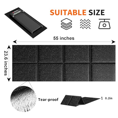 Stepwaver Walking Pad Mat for Carpet, Walking Pad Mat for Hardwood Floors, High Density, 0.2" Thickness, Folable, Floor Protection for Bike, Elliptical, Treadmill - size: 55.2"L x 23.6"W x 0.2"Th