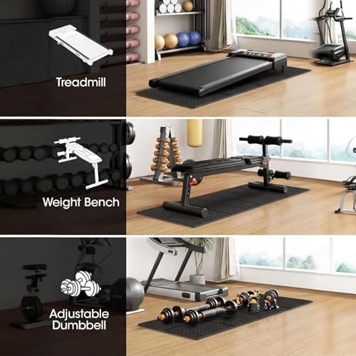 Stepwaver Walking Pad Mat for Carpet, 68"x24" Treamill Mat for Hardwood Floors, High Density, 0.2" Thickness, Folable, Floor Protection Mats for Bike, Elliptical, Treadmill - size: 68"L x 24"W x 0.3"Th