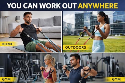 Resistance Bands, Exercise Bands，Resistance Bands for Working Out, Work Out Bands with Handles for Men and Women Fitness, Strength Training Home Gym Equipment